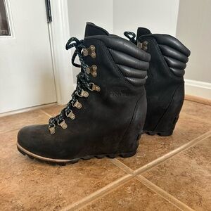 Sorel - Conquest Waterproof Leather Wedge Boot Black Sz 9